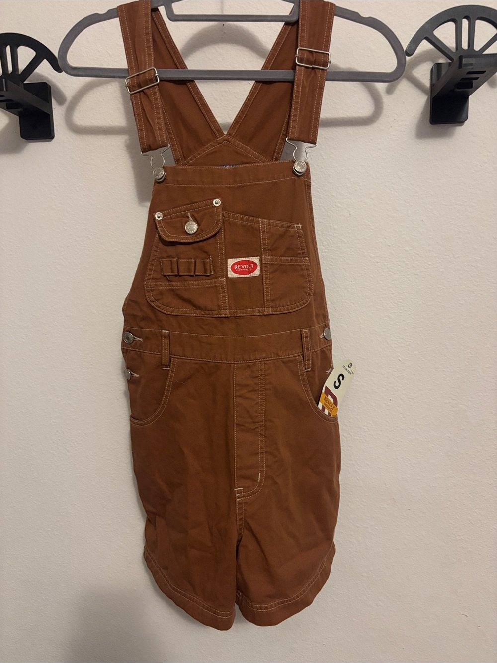 NWT Revolt rust Overall shorts.